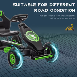 HOMCOM Children Pedal Go Kart w/ Adjustable Seat, Rubber Wheels, Brake - Green - Additional view 4