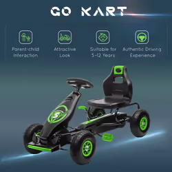 HOMCOM Children Pedal Go Kart w/ Adjustable Seat, Rubber Wheels, Brake - Green - Additional view 6