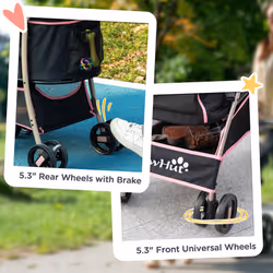 PawHut 3 In 1 Pet Stroller, Detachable Dog Cat Travel Carriage - Pink - Additional view 5