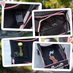PawHut 3 In 1 Pet Stroller, Detachable Dog Cat Travel Carriage - Pink - Additional view 6