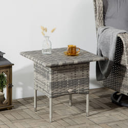 Outsunny PE Rattan Outdoor Coffee Table, Modern Rattan Side Table, Mixed Grey