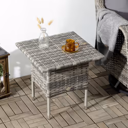 Outsunny PE Rattan Outdoor Coffee Table, Modern Rattan Side Table, Mixed Grey - Additional view 7