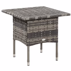 Outsunny PE Rattan Outdoor Coffee Table, Modern Rattan Side Table, Mixed Grey - Additional view 8