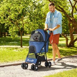 PawHut Pet Stroller Dog Pram Pushchair Cat Travel Carriage Universal Wheels Blue