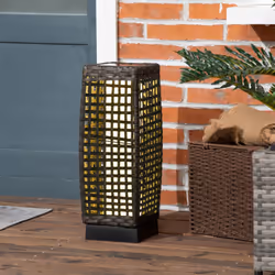 Outsunny Outdoor Rattan Solar Lantern wtih Auto On/Off Solar Powered LED Lights