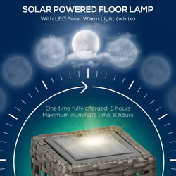 Outsunny Outdoor Rattan Solar Lantern wtih Auto On/Off Solar Powered LED Lights
