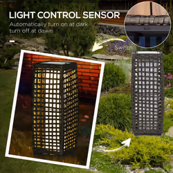 Outsunny Outdoor Rattan Solar Lantern wtih Auto On/Off Solar Powered LED Lights - Additional view 4