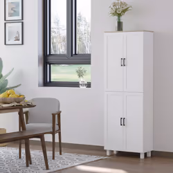 HOMCOM Modern Kitchen Cupboard Storage Cabinet with 4 Shelves, White