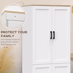 HOMCOM Modern Kitchen Cupboard Storage Cabinet with 4 Shelves, White - Additional view 4