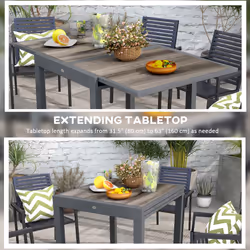 Outsunny Extendable Outdoor Dining Table Aluminium Rectangle Patio Table Beige - Additional view 7
