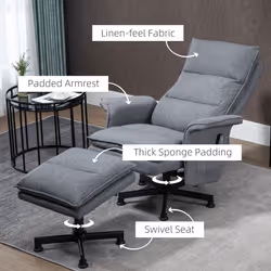 HOMCOM Swivel Recliner Chair w/Footstool Massage Points Remote Control Grey - Additional view 4