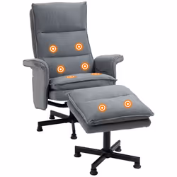 HOMCOM Swivel Recliner Chair w/Footstool Massage Points Remote Control Grey - Additional view 7