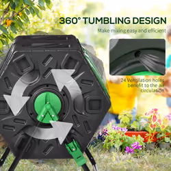 Outsunny 130L Compost Bin Dual Chamber Rotating Composter w/ Ventilation Holes