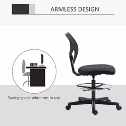 Vinsetto Draughtsman Chair Tall Office Chair w/ Adjustable Footrest Ring Black - Additional view 5