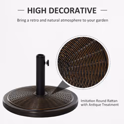 Outsunny 13kg Cement Parasol Base Stand Fits 35mm/38mm/48mm Poles, Black