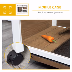 PawHut Wood Rabbit Hutch Bunny Cage Pet House Indoor W/ Tray Ramp, Brown - Additional view 4