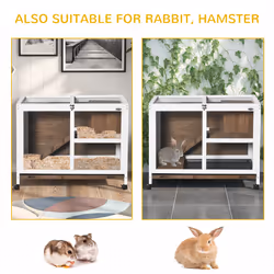 PawHut Wood Rabbit Hutch Bunny Cage Pet House Indoor W/ Tray Ramp, Brown - Additional view 5