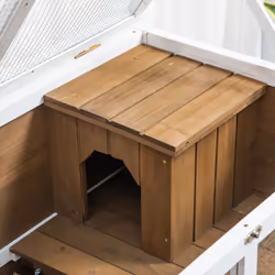 PawHut Wood Rabbit Hutch Bunny Cage Pet House Indoor W/ Tray Ramp, Brown - Additional view 7