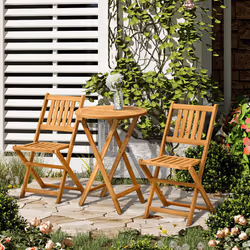 Outsunny Folding Patio Bistro Set of 3 Dining Table Set with 2 Foldable Chairs
