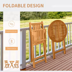 Outsunny Folding Patio Bistro Set of 3 Dining Table Set with 2 Foldable Chairs
