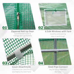 Outsunny Polytunnel Walk In Green House w/ PE Cover, 4.5 x 2 x 2m