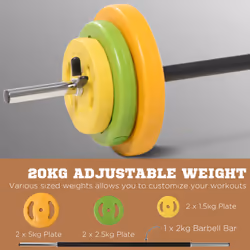 HOMCOM 20kg Weights Barbell Set with Non-slip Handle for Strength Training - Additional view 6
