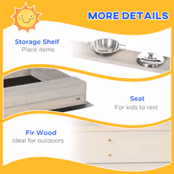 Outsunny Kids Wooden Sandbox w/ Canopy, Kitchen Toys, Seat, Storage, for Outdoor - Additional view 4