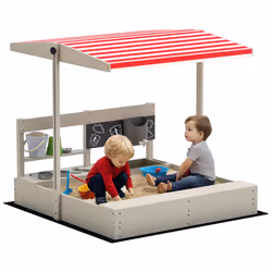 Outsunny Kids Wooden Sandbox w/ Canopy, Kitchen Toys, Seat, Storage, for Outdoor - Additional view 8