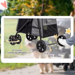 PawHut One-click Foldable Pet Stroller w/ Mesh Windows, for Small Pets - Grey - Additional view 5