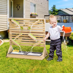 Outsunny Kids Running Water Playset w/ Sink Toys, Water Carts, Tracks