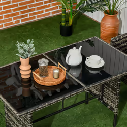 Outsunny 6 Pieces Rattan Garden Furniture Sofa Set, Mixed Grey