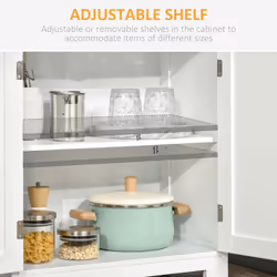 HOMCOM Kitchen Cupboard Storage Cabinet Adjustable Shelves, Glass Doors, White - Additional view 6