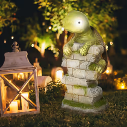 Outsunny Vivid GardenÂ Statue Tortoise Sculpture with Solar-powered LED Light