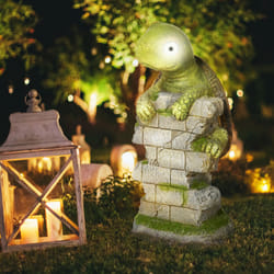 Outsunny Vivid GardenÂ Statue Tortoise Sculpture with Solar-powered LED Light