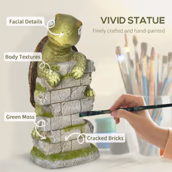 Outsunny Vivid GardenÂ Statue Tortoise Sculpture with Solar-powered LED Light