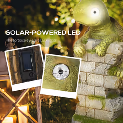Outsunny Vivid GardenÂ Statue Tortoise Sculpture with Solar-powered LED Light