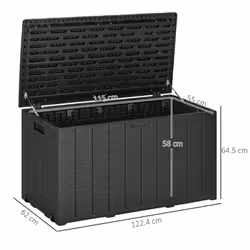 Outsunny 336 Litre Rolling Outdoor Garden Storage Box, Plastic Container, Black - Additional view 7
