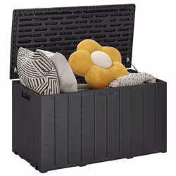 Outsunny 336 Litre Rolling Outdoor Garden Storage Box, Plastic Container, Black - Additional view 8