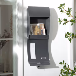 HOMCOM Weatherproof Wall Mounted Letter Box Post Box with Keys Anthracite Grey - Additional view 5
