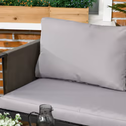 Outsunny 4 Piece Garden Sofa Set w/ Tempered Glass Coffee Table Light Grey - Additional view 7