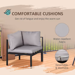 Outsunny 4 Piece Garden Furniture Set w/ Breathable Mesh Pocket, Light Grey - Additional view 5