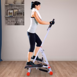 HOMCOM Foldable Stepper Adjustable Step Machine w/ Handlebar LCD Display, Red