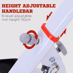 HOMCOM Foldable Stepper Adjustable Step Machine w/ Handlebar LCD Display, Red
