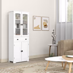 HOMCOM Kitchen Cupboard Storage Cabinet Adjustable Shelves, Glass Door, 160cm - Additional view 5