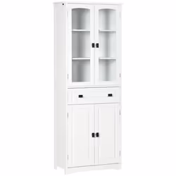HOMCOM Kitchen Cupboard Storage Cabinet Adjustable Shelves, Glass Door, 160cm - Additional view 8