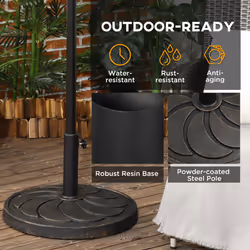 Outsunny 18kg Round Resin Garden Parasol Base for Poles of 38mm-48mm - Additional view 4