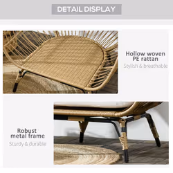 Outsunny PE Rattan Egg Chair w/ Padded Cushions for Garden, Khaki - Additional view 5