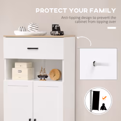 HOMCOM Kitchen Cupboard Storage Cabinet with Drawer, Countertop, White - Additional view 4