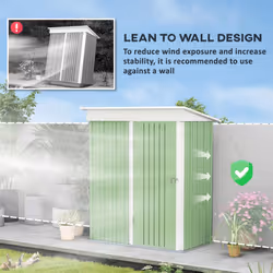 Outsunny Steel Garden Shed, Small Lean-to Shed for Bike, 5x3 ft, Green - Additional view 5