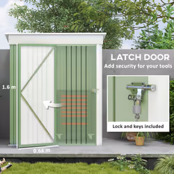 Outsunny Steel Garden Shed, Small Lean-to Shed for Bike, 5x3 ft, Green - Additional view 6